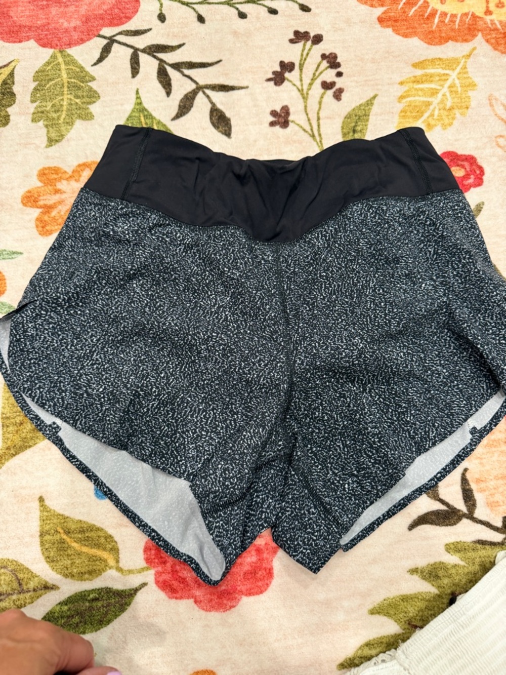 Athleta Black Speckle Athletic Shorts with High Waistband